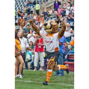 BIGGYMONKEY™ Leopard Cheetah Mascot Costume In Sportswear -