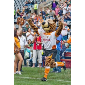 BIGGYMONKEY™-mascottekostuum met luipaardluipaard in