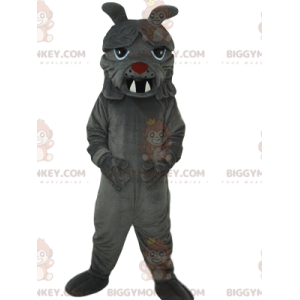 Traje de mascote Big Teeth Grey Bulldog BIGGYMONKEY™ –