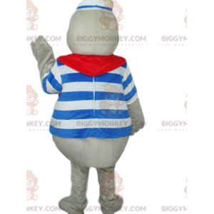 BIGGYMONKEY™ Very Smiling Seal In Sailor Suit Mascot Costume -