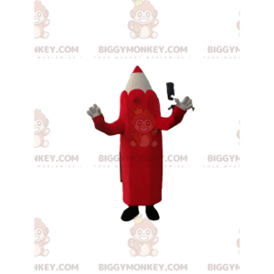 Red and Cream Crayon BIGGYMONKEY™ Mascot Costume. pencil suit -