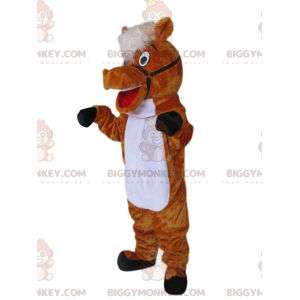 Super vrolijk bruin paard BIGGYMONKEY™ mascottekostuum -