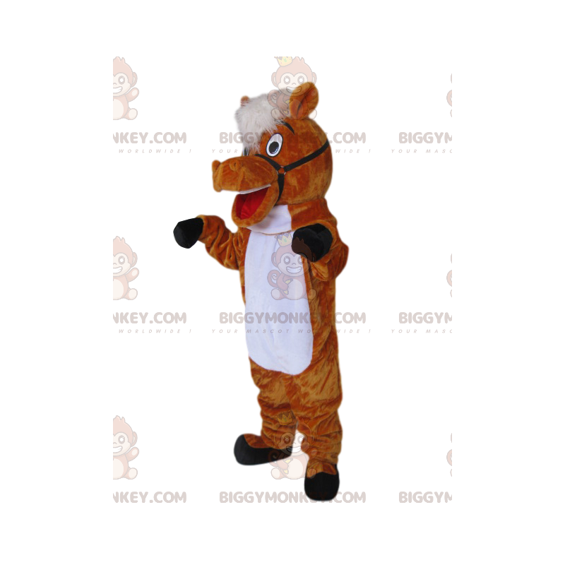 Super vrolijk bruin paard BIGGYMONKEY™ mascottekostuum - Super vrolijk bruin paard BIGGYMONKEY™ mascottekostuum -