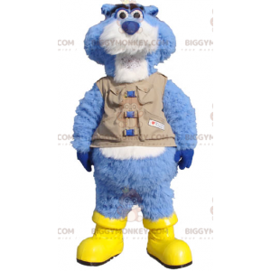 BIGGYMONKEY™ Blue and White Beaver Mascot Costume with Vest and