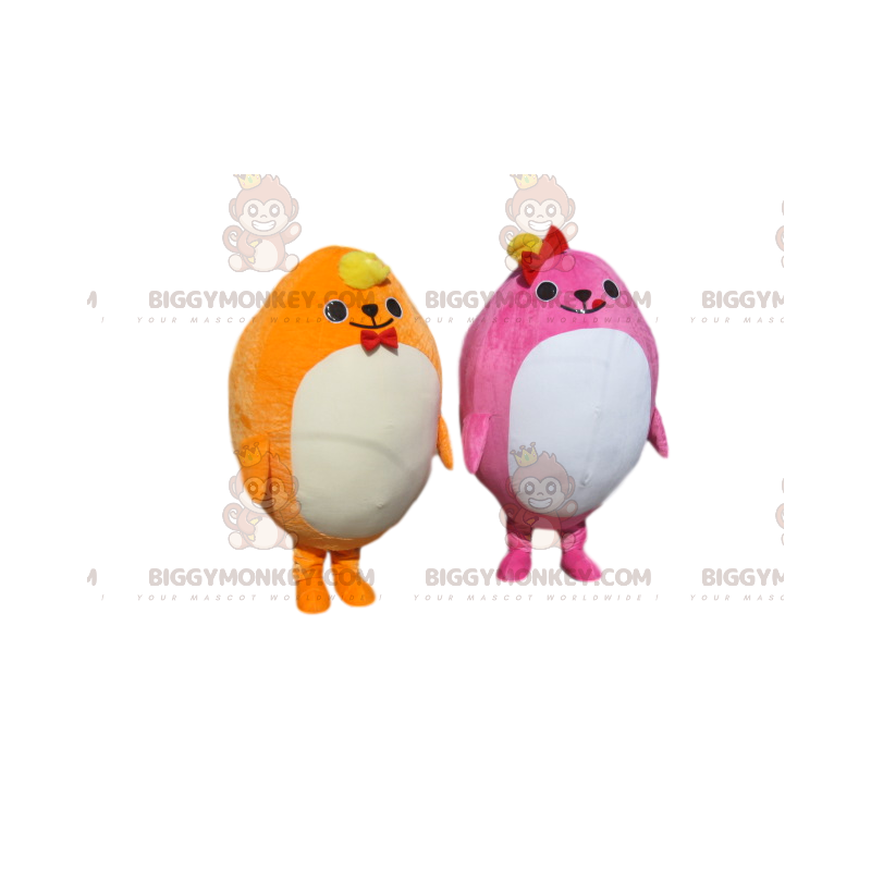 Dúo de disfraces de mascota BIGGYMONKEY™ amarillo y rosa Dúo de disfraces de mascota BIGGYMONKEY™ amarillo y rosa