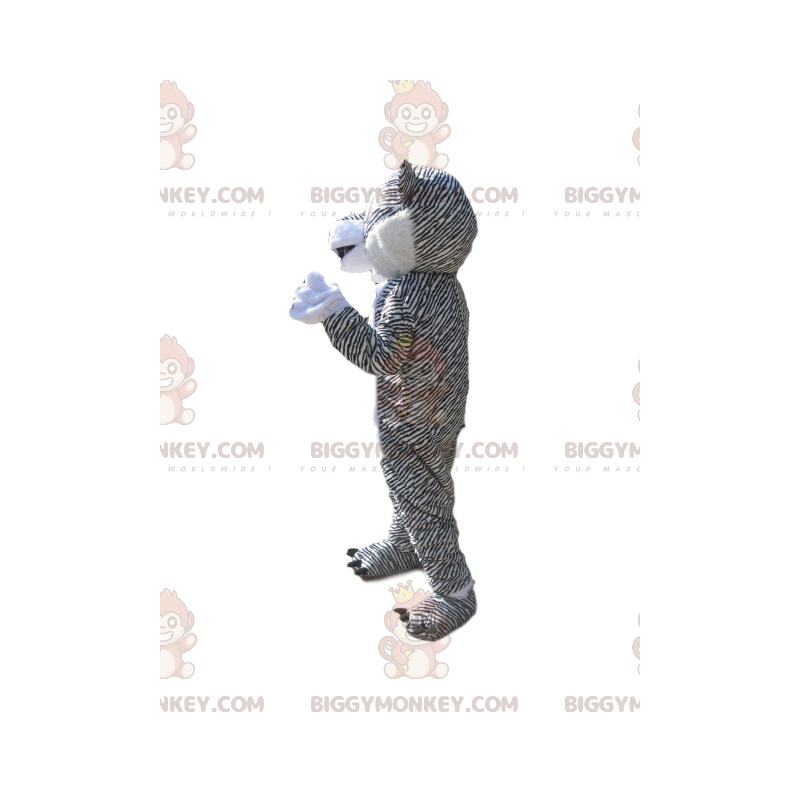 Disfraz de mascota BIGGYMONKEY™ de tigre blanco y negro. traje Disfraz de mascota BIGGYMONKEY™ de tigre blanco y negro. traje
