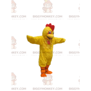 Kostým maskota BIGGYMONKEY™ Žluté kuře s roztomilým červeným