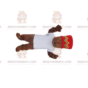 Disfraz de mascota Brown Mouse BIGGYMONKEY™ con toque rojo y