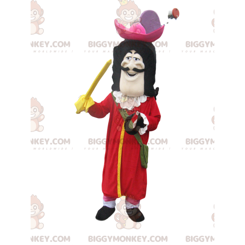 Στολή μασκότ Captain Hook BIGGYMONKEY™ με μεγάλο κόκκινο σακάκι - Μασκότ διάσημων χαρακτήρων - BiggyMonkey.com