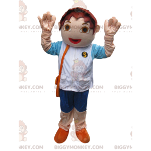 Little brown boy BIGGYMONKEY™ mascot costume. brown boy suit -