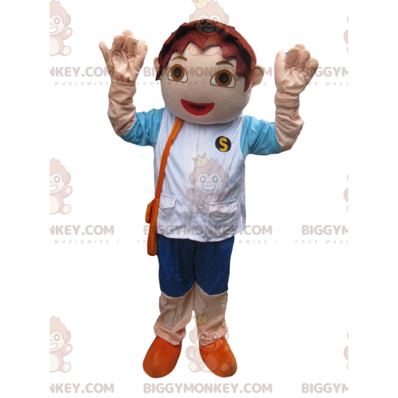 Pienen ruskean pojan BIGGYMONKEY™ maskottiasu. ruskea pojan Pienen ruskean pojan BIGGYMONKEY™ maskottiasu. ruskea pojan