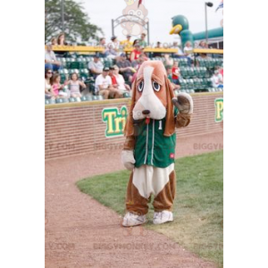 BIGGYMONKEY™ Brown and White Basset Hound Dog Mascot Costume -