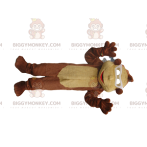 BIGGYMONKEY™ μασκότ στολή καφέ και μπεζ μαϊμού με λευκά γυαλιά