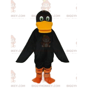 BIGGYMONKEY™ Mascot Costume Black Duck With Big Orange Beak -