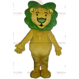 BIGGYMONKEY™ Mascot Costume of Yellow Lion with Green Mane -