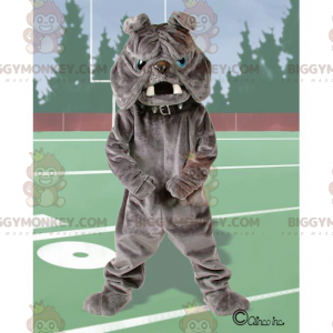 Costume de mascotte BIGGYMONKEY™ de bulldog gris aux yeux bleus