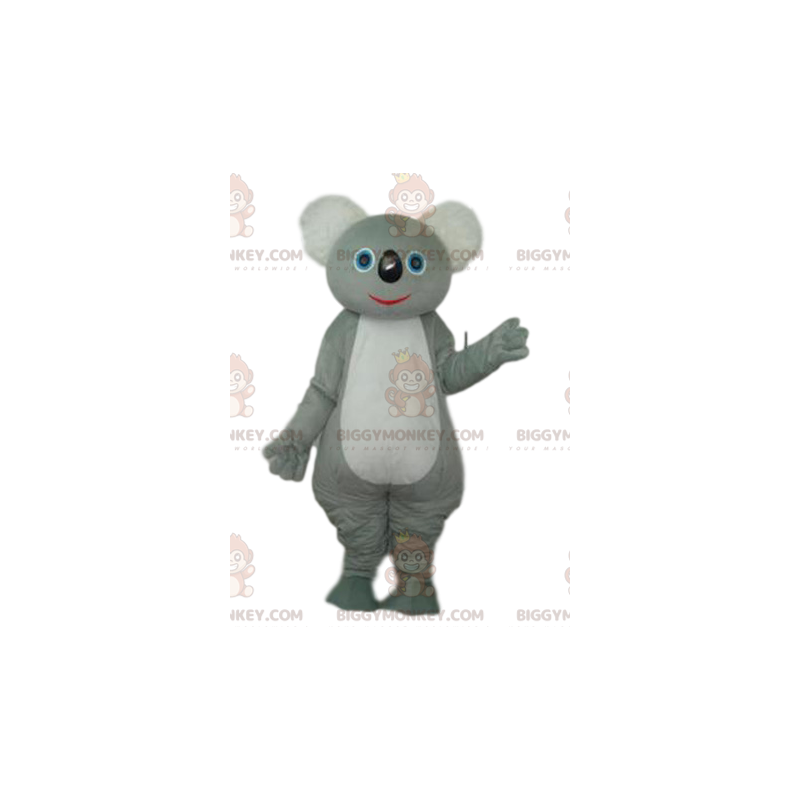 Harmaa ja valkoinen Koala BIGGYMONKEY™ maskottiasu. koala-asu - Harmaa ja valkoinen Koala BIGGYMONKEY™ maskottiasu. koala-asu -