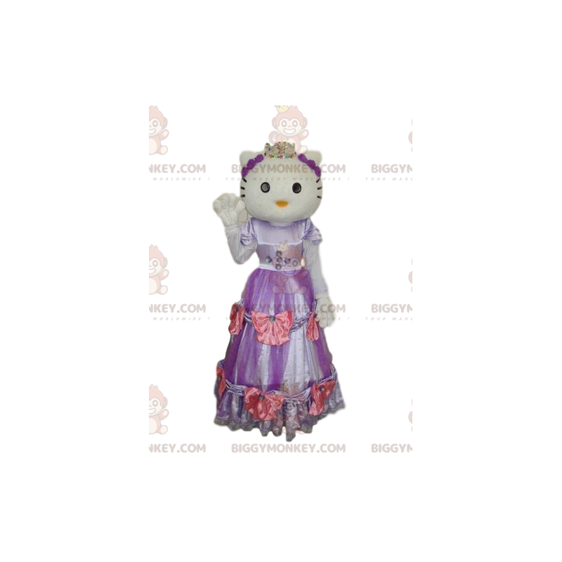 Hello Kitty BIGGYMONKEY™ maskotdräkt med lila och rosa klänning Hello Kitty BIGGYMONKEY™ maskotdräkt med lila och rosa klänning