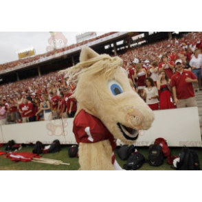 BIGGYMONKEY™ Mascot Costume Tan Horse In Sportswear -