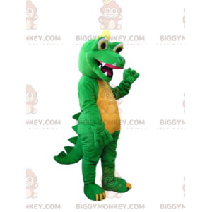 BIGGYMONKEY™ Mascot Costume Green and Yellow Dinosaur with Huge