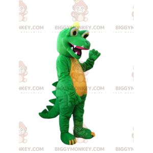 Traje de mascote BIGGYMONKEY™ Dinossauro Verde e Amarelo com