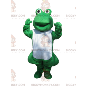 Grün-weißer Frosch BIGGYMONKEY™ Maskottchen-Kostüm -