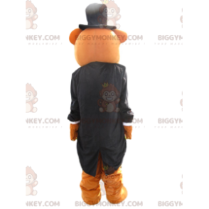 Brun björn BIGGYMONKEY™ maskotdräkt med svart frackjacka - Bärmaskot - BIGGYMONKEY_014200 - BiggyMonkey.com
