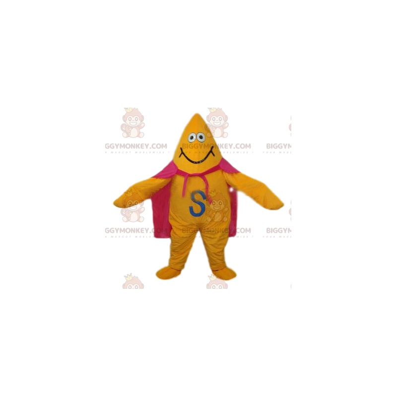 Yellow Star BIGGYMONKEY™ Mascot Costume with Pink Cape and Big