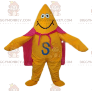 Yellow Star BIGGYMONKEY™ Mascot Costume with Pink Cape and Big