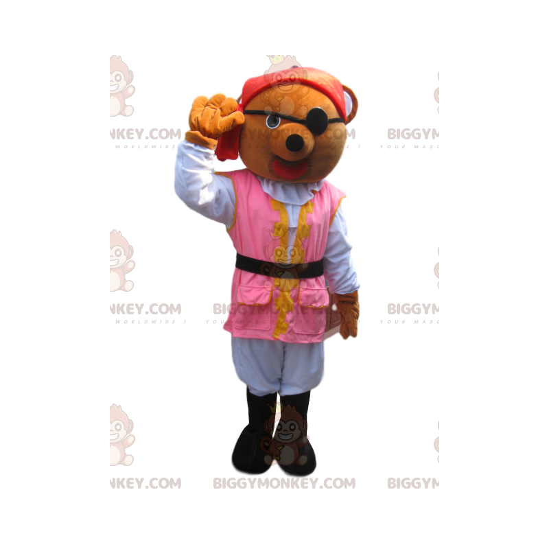 BIGGYMONKEY™ Μασκότ Κοστούμι καφέ αρκούδας με στολή πειρατών - BIGGYMONKEY™ Μασκότ Κοστούμι καφέ αρκούδας με στολή πειρατών -