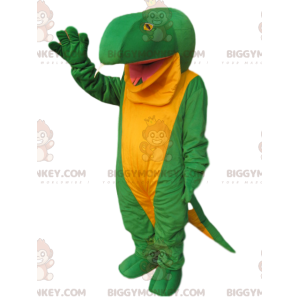 BIGGYMONKEY™ Big Green and Yellow Lizard Mascot Costume. lizard