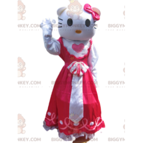 Hello Kitty BIGGYMONKEY™ maskotdräkt med fuchsiasatinklänning -