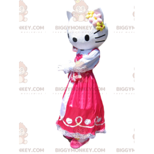  Fato de mascote Hello Kitty BIGGYMONKEY™ com vestido de cetim fúcsia - Mascotes pessoas famosas - BiggyMonkey.com