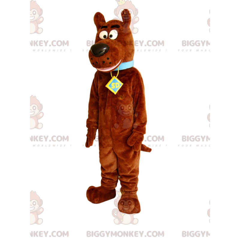 Disfraz de mascota Scoubidou BIGGYMONKEY™ marrón con sonrisa Disfraz de mascota Scoubidou BIGGYMONKEY™ marrón con sonrisa
