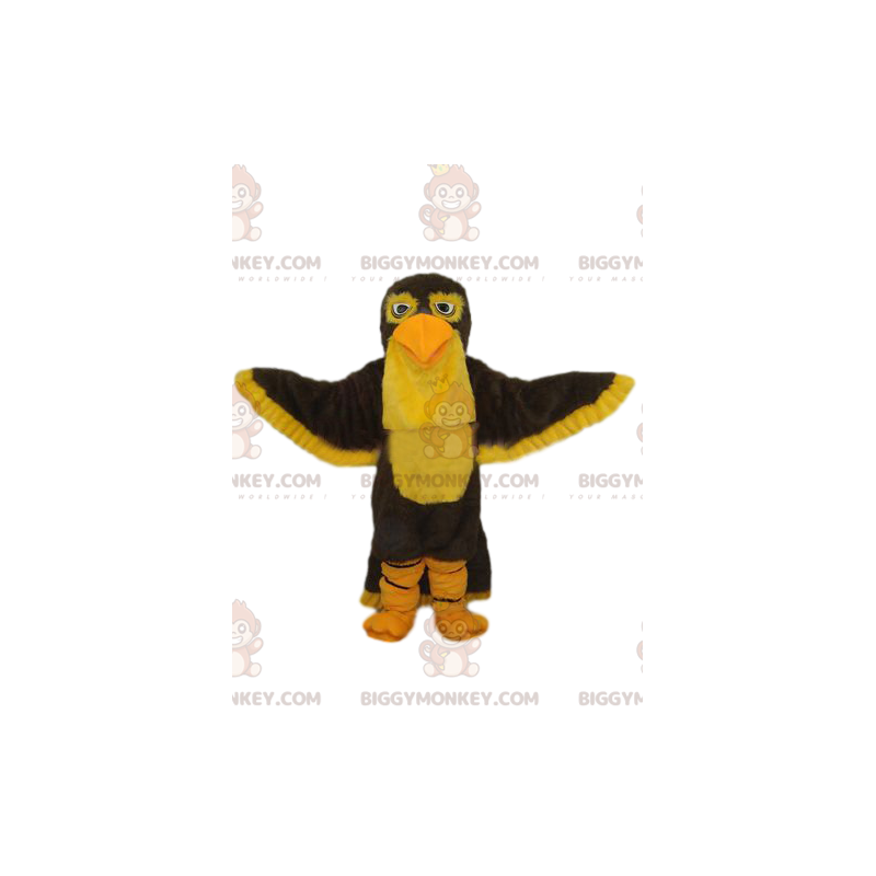 Traje de mascote BIGGYMONKEY™ de águia marrom e amarela. Traje de mascote BIGGYMONKEY™ de águia marrom e amarela.