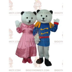 Traje de mascote BIGGYMONKEY™ Duo de Urso Branco e Filhote em