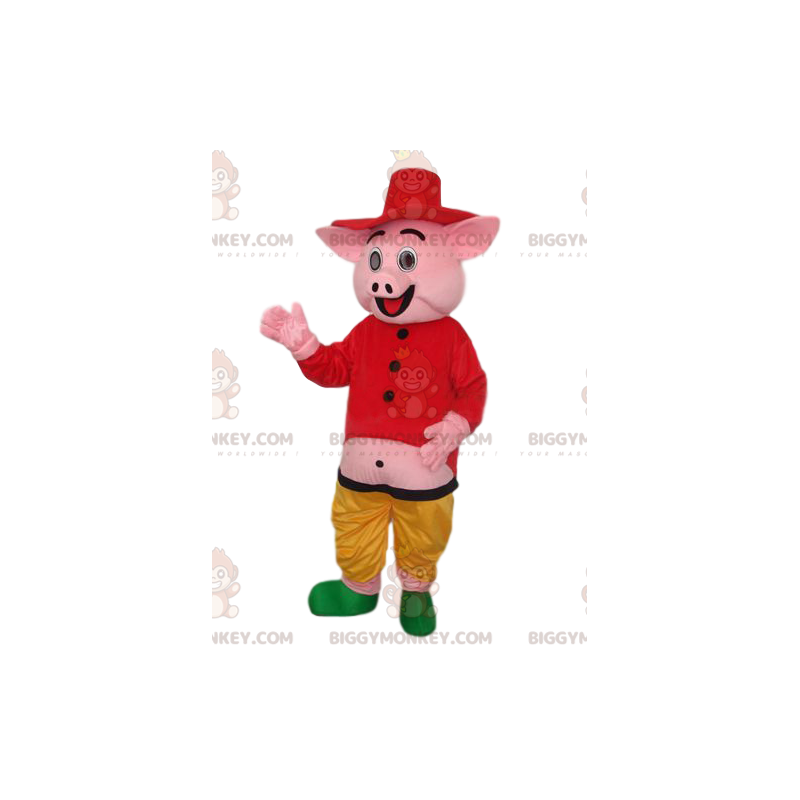 Kostium maskotki różowej świni BIGGYMONKEY™ z koszulą i Kostium maskotki różowej świni BIGGYMONKEY™ z koszulą i