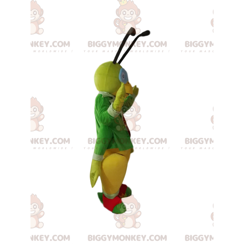 Kostým zeleného kriketu BIGGYMONKEY™ Maskot se stylovým Kostým zeleného kriketu BIGGYMONKEY™ Maskot se stylovým
