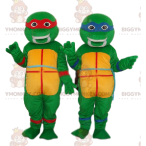 Dúo de disfraces de mascota Raphael y Leonardo de Teenage Mutant Ninja Turtles BIGGYMONKEY™ - Mascotas tortuga - BiggyMonkey.com