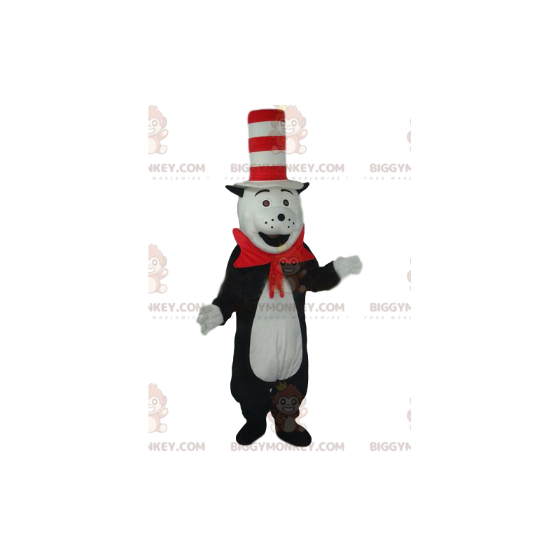 Costume de mascotte BIGGYMONKEY™ de chat noir et blanc avec un Costume de mascotte BIGGYMONKEY™ de chat noir et blanc avec un