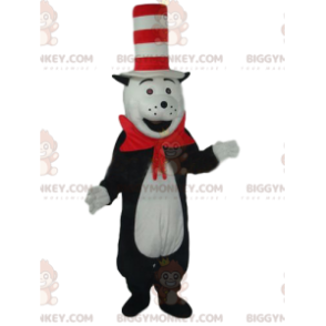 Black and White Cat BIGGYMONKEY™ Mascot Costume with Funny Hat