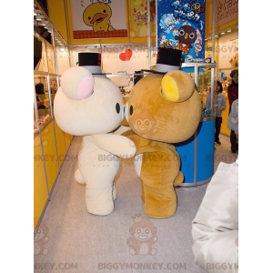 2 BIGGYMONKEY™s very cute beige and brown teddy bear mascots -