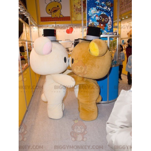 Duo de mascottes BIGGYMONKEY™ de nounours beige et marron très