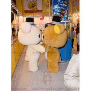 2 BIGGYMONKEY's zeer schattige beige en bruine teddybeermascottes - Bear mascotte - BIGGYMONKEY_01718 - BiggyMonkey.com