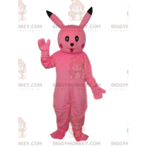 Disfraz de mascota de conejo rosa BIGGYMONKEY™ con un aspecto