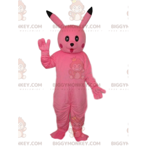 Rosa kanin BIGGYMONKEY™ maskotdräkt med en underbar look -