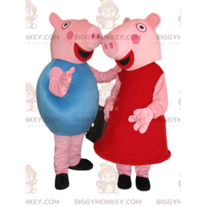 Peppa Pig och George Pig Costume Duo - Maskoter kända människor - BIGGYMONKEY_014235 - BiggyMonkey.com