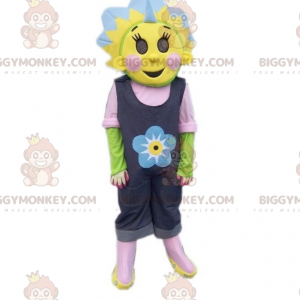 Färgglad och blommig BIGGYMONKEY™ maskotdräkt Solros