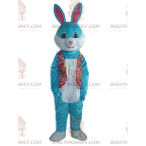 Blue and White Rabbit BIGGYMONKEY™ Mascot Costume with Cute