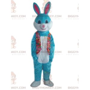 Kostým modrobílého králíka BIGGYMONKEY™ maskota s roztomilým